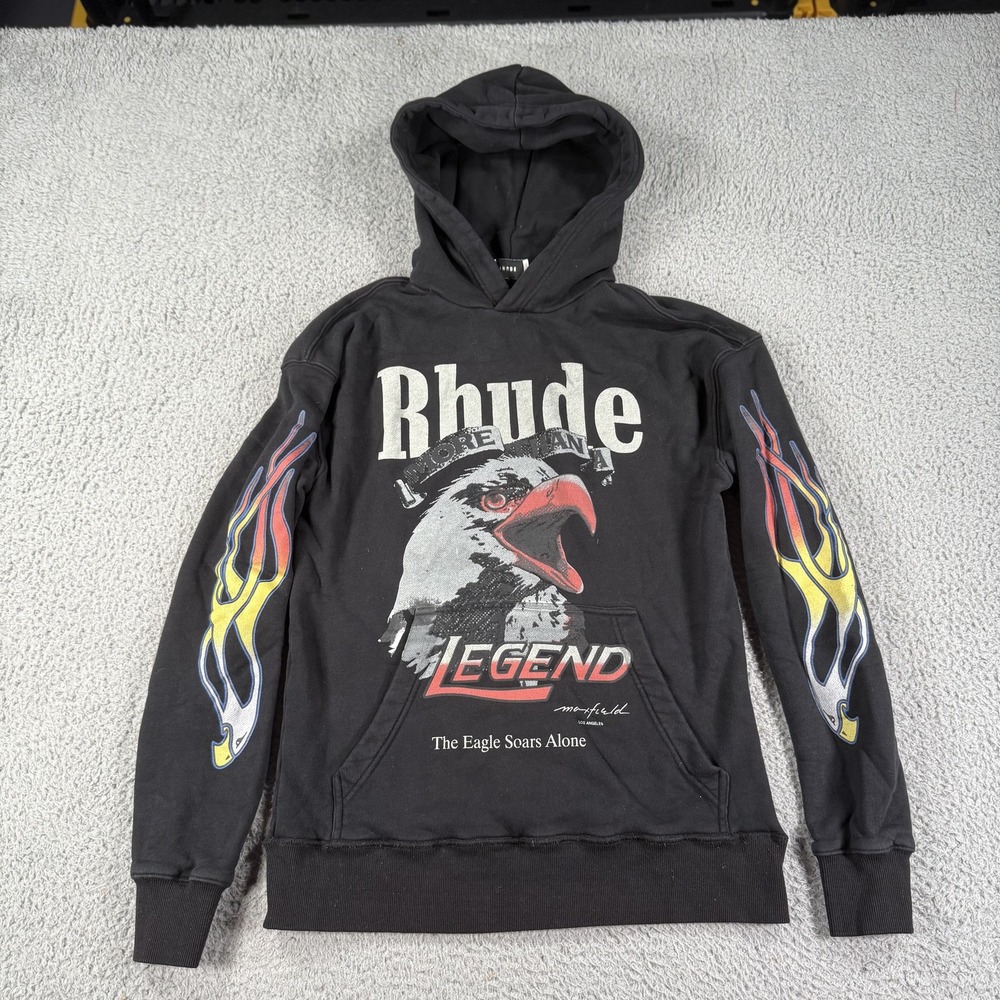 Rhude Hoodie Mens Small‎ Legend Eagle Flames Maxfield Los Angeles Graphic USA